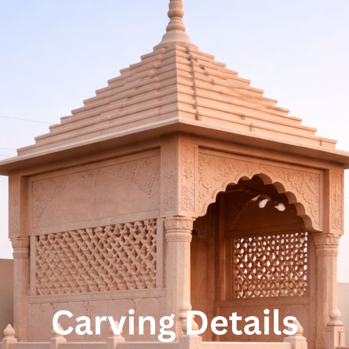 pink sandstone temple price carving details Rajasthan